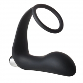 Черное эрекционное кольцо с вибропробкой Vibrating Anal Plug With Cockring - Dream Toys - в Черкесске купить с доставкой