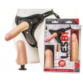 Телесный страпон Harness LESBI с вагинальной пробкой - 16,5 см. - LOVETOY (А-Полимер) - купить с доставкой в Черкесске