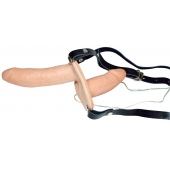 Телесный женский страпон с вагинальной пробкой Strap-On Duo - 15 см. - Orion - купить с доставкой в Черкесске