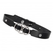 Черный кожаный ошейник со связанными кольцами - Pecado - купить с доставкой в Черкесске
