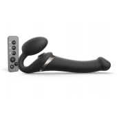 Черный безремневой страпон Multi Orgasm Size M с клиторальной стимуляцией - Strap-on-me - купить с доставкой в Черкесске