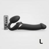 Черный безремневой страпон Multi Orgasm Size L с клиторальной стимуляцией - Strap-on-me - купить с доставкой в Черкесске