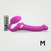 Ярко-розовый безремневой страпон Multi Orgasm Size M с клиторальной стимуляцией - Strap-on-me - купить с доставкой в Черкесске