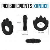 Черное эрекционное кольцо с массажными гребнями Rooster Xander - Velv or - в Черкесске купить с доставкой