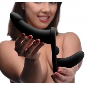 Черный вибрострапон Double Take 10X Double Penetration Vibrating Strap-on Harness - XR Brands - купить с доставкой в Черкесске