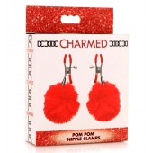 Красные зажимы на соски с помпонами Pom Pom - XR Brands - купить с доставкой в Черкесске