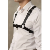 Черная мужская кожаная портупея №4 - БДСМ Арсенал - купить с доставкой в Черкесске