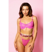 Эффектный розовый пояс из голографической эко-кожи - БДСМ Арсенал - купить с доставкой в Черкесске