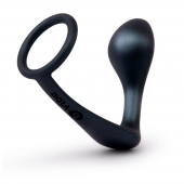 Черное эрекционное кольцо со стимулятором простаты Ringer Cock Ring   Plug - b-Vibe - в Черкесске купить с доставкой
