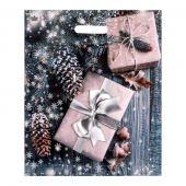 Новогодний пакет с принтом в виде подарков и вырубной ручкой (45х38 см) - Сима-Ленд - купить с доставкой в Черкесске