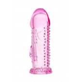 Розовая насадка на пенис с шипиками и коготком - 13,5 см. - A-toys - в Черкесске купить с доставкой
