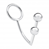 Кольцо на пенис с анальным стимулятором Two Bead Stainless Steel Anal Hook   Cock Ring - BlueLine - в Черкесске купить с доставкой