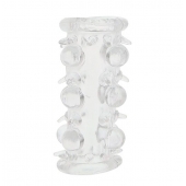 Прозрачная насадка на пенис с шипами и бугорками JELLY JOY LUST CLUSTER CLEAR - Dream Toys - в Черкесске купить с доставкой