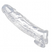Прозрачная насадка для увеличения члена Realistic Clear Penis Enhancer and Ball Stretcher - 20,3 см. - XR Brands - в Черкесске купить с доставкой