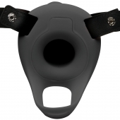 Черный полый страпон с вибрацией 2’’ Erection 28X Smooth Vibrating Silicone Penis Sheath - XR Brands - купить с доставкой в Черкесске