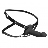 Черный полый страпон с вибрацией 2’’ Erection 28X Smooth Vibrating Silicone Penis Sheath - XR Brands - купить с доставкой в Черкесске