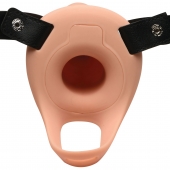Телесный полый страпон 2  Erection 28X Smooth Vibrating Silicone Penis Sheath - 16 см. - XR Brands - купить с доставкой в Черкесске