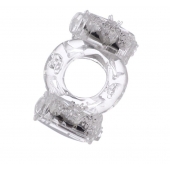 Прозрачное виброкольцо с двумя вибропульками - Toyfa Basic - в Черкесске купить с доставкой