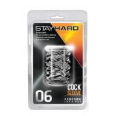 Прозрачная насадка с объёмными чёрточками STAY HARD COCK SLEEVE 06 CLEAR - Blush Novelties - в Черкесске купить с доставкой
