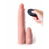 Телесная вибронасадка на член 3  Vibrating Mega X-tension with Remote - 22,9 см. - Pipedream - в Черкесске купить с доставкой