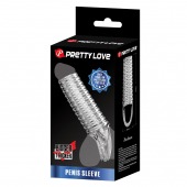 Прозрачная насадка на пенис с ребрышками и подхватом мошонки - Baile - в Черкесске купить с доставкой