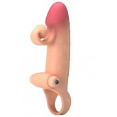 Телесная вибронасадка на пенис с подхватом мошонки - 20 см. - Baile - в Черкесске купить с доставкой