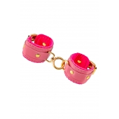 Розовые двуслойные кожаные оковы - Pecado - купить с доставкой в Черкесске