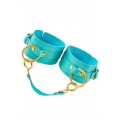 Голубые однослойные кожаные оковы - Pecado - купить с доставкой в Черкесске