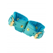 Голубые двуслойные кожаные наручники-браслеты - Pecado - купить с доставкой в Черкесске