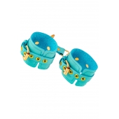 Голубые однослойные кожаные наручники - Pecado - купить с доставкой в Черкесске