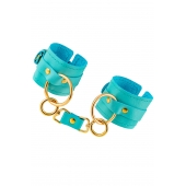 Голубые однослойные кожаные наручники - Pecado - купить с доставкой в Черкесске