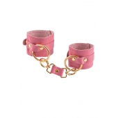 Розовые однослойные кожаные наручники - Pecado - купить с доставкой в Черкесске