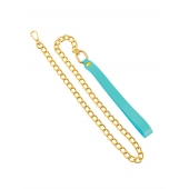 Голубой кожаный поводок с карабином для ошейника - 80 см. - Pecado - купить с доставкой в Черкесске