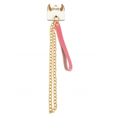 Розовый кожаный поводок с карабином для ошейника - 80 см. - Pecado - купить с доставкой в Черкесске