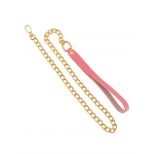 Розовый кожаный поводок с карабином для ошейника - 80 см. - Pecado - купить с доставкой в Черкесске