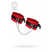 Красно-черные мягкие оковы с одним ремешком и люверсами - Pecado - купить с доставкой в Черкесске