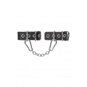 Черные кожаные наручники-браслеты из одного ремешка с люверсами - Pecado - купить с доставкой в Черкесске