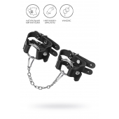 Черные кожаные наручники-браслеты из двух ремешков - Pecado - купить с доставкой в Черкесске