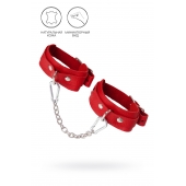 Красные кожаные узкие оковы со скруглёнными углами - Pecado - купить с доставкой в Черкесске
