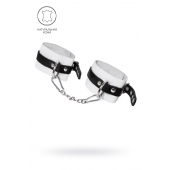 Бело-черные мягкие оковы с одним ремешком и люверсами - Pecado - купить с доставкой в Черкесске