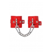 Красные мягкие кожаные наручники с люверсами - Pecado - купить с доставкой в Черкесске