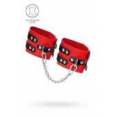 Красно-черные мягкие оковы с двумя ремешками с люверсами - Pecado - купить с доставкой в Черкесске