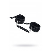 Черные двухслойные кожаные оковы с белой строчкой - Pecado - купить с доставкой в Черкесске