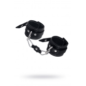 Черные двухслойные наручники с белой строчкой - Pecado - купить с доставкой в Черкесске