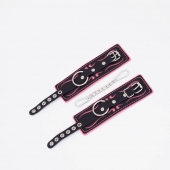 Черно-розовые кожаные наручники с розовой строчкой - Crazy Handmade - купить с доставкой в Черкесске