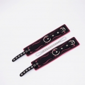 Черно-розовые кожаные оковы с розовой строчкой - Crazy Handmade - купить с доставкой в Черкесске