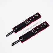 Черно-красные оковы с красной строчкой Sex - Crazy Handmade - купить с доставкой в Черкесске