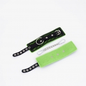 Черно-зеленые кожаные наручники с зеленой строчкой - Crazy Handmade - купить с доставкой в Черкесске