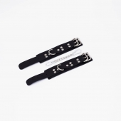 Черные кожаные наручники с регулируемыми ремешками - Crazy Handmade - купить с доставкой в Черкесске