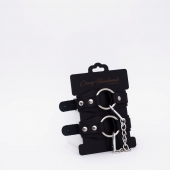 Черные кожаные оковы с кольцом - Crazy Handmade - купить с доставкой в Черкесске